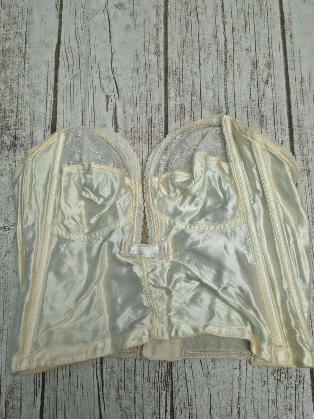 Vtg 1950's Warner'ss Merry Widow Ivory Bustier Strapless Plunge
